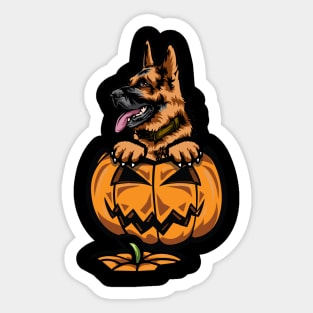 Halloween German Shepherd Pumpkin Sticker